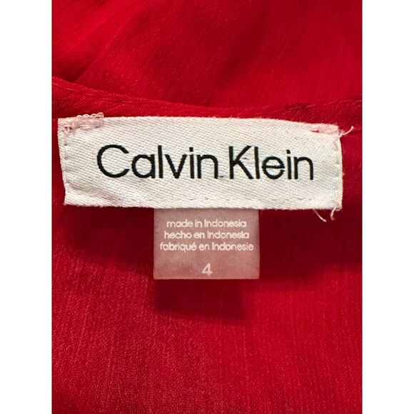 Gorgeous Calvin Klein Red Ruffled Maxi Dress Size 4 - Picture 4 of 4